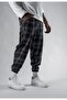 Unisex Jacquard Plaid Patterned Jogger Pants - 4