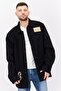 Men Embroidered Logo jacket Shirt, Black