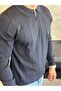 Men's Regular Fit Zipper Collar Stripe Detailed Knitwear Sweater Navy Blue Eca035 - 3