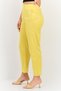 Women Street Fit Textured Straight Leg Pants, Mustard Yellow - 2