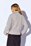 Gray Cotton Soft Texture Zippered Half Turtleneck Women's Sweater |   Mkw539429-01 - 3