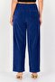 Women Regular Fit Textured Wide Leg Pants, Blue - 3