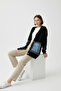 Oversize Knit Cardigan with Pockets - Denim Detailed Buttoned Thick Textured Women's Cardigan - 6