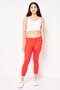 Women Tight Fit Brand Logo Running Leggings, Red - 2