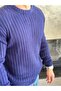 Men's Thessaloniki Knitted Crew Neck Cotton Sweater Blue Eca044 - 4