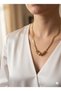 Gold Color 4 Chain Stainless Steel Ball Detailed Women's Steel Necklace Non-Tarnish Gold Necklace - 3