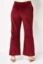 Women Regular Fit Ribbed Wide Leg Pants, Maroon - 4