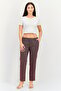 Women Cigarette Fit Textured Stretchable Pants, Multicolor - 4