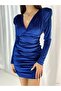 Long sleeve glitter velvet dress 581990 cobalt blue