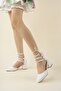 New Drawstring White Low-Heeled Shoes - 3