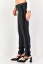 Women Chino Fit Houndstooth Straight Leg Pants, Dark Grey - 3