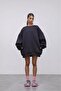 Women's Oversize Sweatshirt Dress Basic Smoked – Crew Neck, 3 Thread Raised Fleece