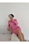 Satin Fabric Shoulder Side Big Detail Evening Dress 582687 Pink