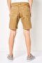 Men Washed Denim Shorts, Tan - 4