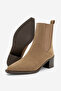 Women's Pointed Toe Thick Heeled Double Elastic Heeled Boots Ropes Tan Suede - 7