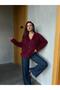 Women's Burgundy Plush Oversize Knit Cardigan 91 - 5