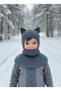 Cat Ear Winter Balaclava Knitwear Neck Collar Baby Kids Hat Beanie Face Mask - 2
