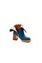 Navy Blue Genuine Leather Thick Heeled Square Toe Women's Boots – 8 cm Heels - 5