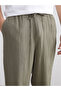 Khaki Comfortable Fit Textured Men's Trousers - 3