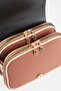 Women's Clover Tan Cream 4-Pocket Handbag with Flap, Zipper and Snap Closure - 7