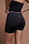 Etna Black Seamless Scrunch Recovery Sports Shorts