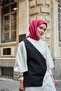 وشاح من الحرير القطني مزين بنقوش فوشيا مقاس 90x90 - 6