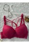 Double Cross Lace Detail Padded Bra - 2