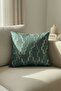 Azura Series Patterned Premium Throw Pillow Cover - Petrol