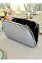 Silver Color Stone Chain Detailed Chain Handle Women's Evening Dress Bag - 6