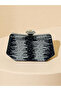 Black Silver Color Stone Pearl Detailed Handle Women's Evening Dress Bag - 5
