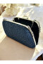 Navy Blue Color Stone Chain Detailed Chain Handle Women's Evening Dress Bag - 6
