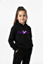 Kuromi Cloud Printed Children's Hooded Premium Compact Sweatshirt Tracksuit Set with Pockets and Drawstrings