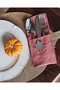 4 Pieces Linen, Silver Leaf Plexiglass, Cutlery Cover Set, Spoon Holder Service Presentation, Table Decor