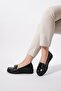 Amora Front Buckle Genuine Leather Women's Loafer Ballet Black Wrinkled Patent Leather - 4