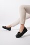 Amora Front Buckle Genuine Leather Women's Loafer Ballet Black Wrinkled Patent Leather - 3