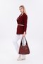 Laura Burgundy Women's Hand and Shoulder Bag with Magnet Detail - 5