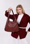 Laura Burgundy Women's Hand and Shoulder Bag with Magnet Detail - 7