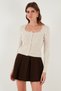 Premium Slim Fit Lace Detailed Collar Knitted Cardigan Cardigan 680Hi00061 - 4