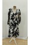 Women's Long Sleeve Double Breasted Neckline Side Tie Patterned Mini Modal Dress - 7