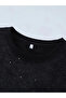 Oversize Black T-Shirt with Glitter Stone Print - 2