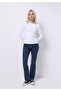 Slim Fit Round Neck Solid Women's White Long Sleeve T-Shirt - 3