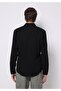 Slim Fit Shirt Neck Plaid Men's Black Long Sleeve Shirt - 2