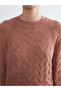 Lcwaikiki Classic Orange Crew Neck Self Patterned Women's Knitwear Sweater W5Dc32Z8 - 3