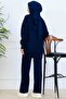 Patterned Button Detailed Knitwear Set S1124 Navy Blue - 4