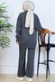 Patterned Button Detailed Knitwear Set S1124 Anthracite - 2
