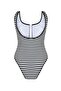 Striped Front Zipper Black and White Women's Swimsuit - Nerina - 5