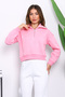 Pink Front Zipper Three-Thread Crop Sweat - 3