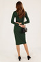 Women's Half High Neck Long Sleeve Camisole Mini Bodycon Dress-Petrol - 8