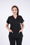 Unisex Stretch Fabric Nurse Doctor Scrubs Set Sweatproof Fabric Scrubs Hospital Uniform Black - 7