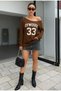 Women's New Season Boat Neck Oywouos 33 Printed Long Sleeve T-Shirt - 2